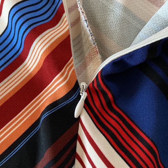 NWT Topshop Retro Vintage-look Multi Stripe Midi Skirt with Slit and Zipper - Picture 5 of 9